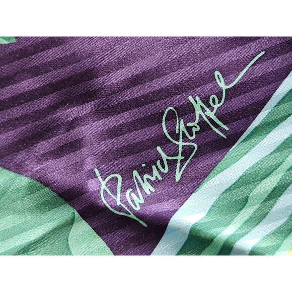 Patrick Stoffel Vintage Multicolor Square Silk Scarf Hand rolled 31 x 31 in Euc - Picture 3 of 4